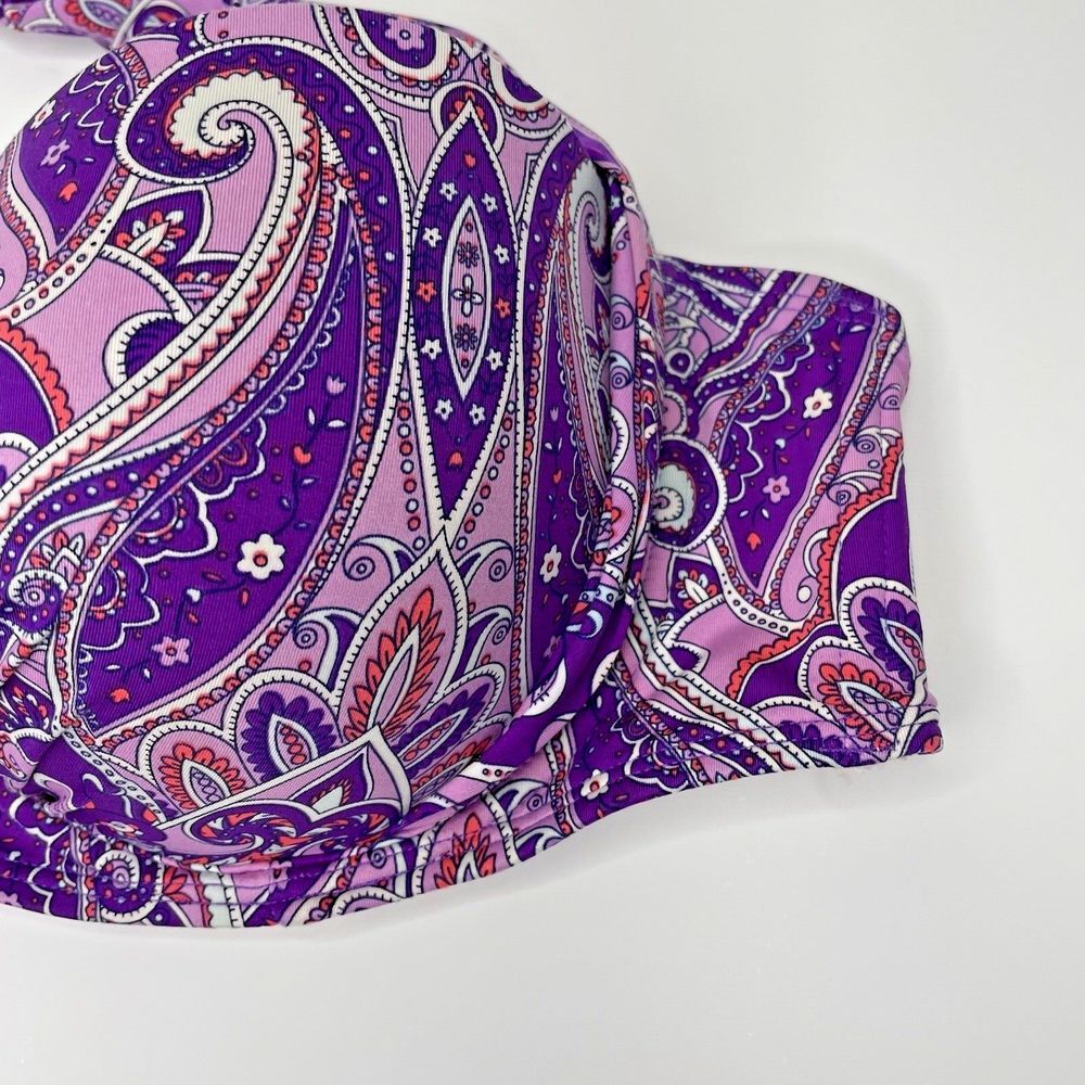 Old Navy Underwire Bikini Swim Top Purple Floral Paisley‎ Size XL Padded - Picture 3 of 7
